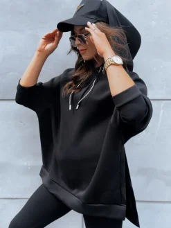 Komplety Dresowe Damskie>Dstreet Komplet damski legginsy i bluza LUNAR LUXE czarny AY0889