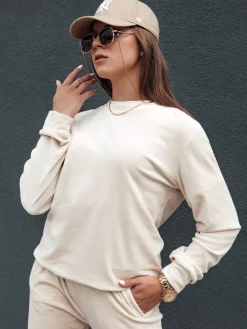 Komplety Dresowe Damskie>Dstreet Komplet damski welurowy URBANVELVET ecru AY1058