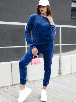 Komplety Dresowe Damskie>Dstreet Komplet damski welurowy URBANVELVET granatowy AY1057