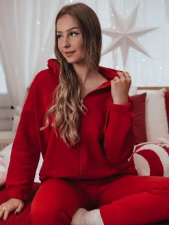 Komplety Dresowe Damskie>Dstreet Komplet dresowy damski AMILIA PREMIUM czerwony AY1114