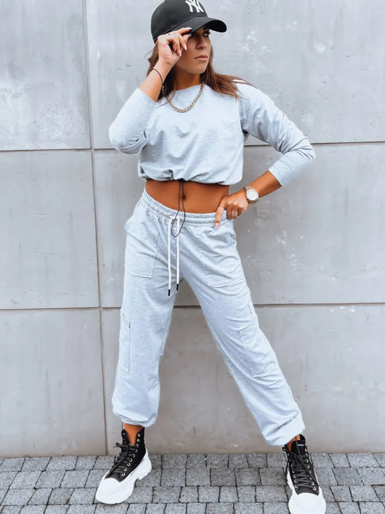 Komplety Dresowe Damskie>Dstreet Komplet dresowy damski CHARM jasnoszary AY0958