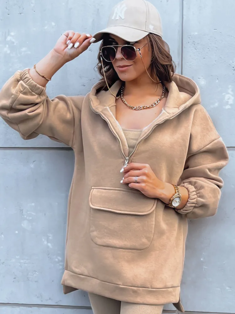 Komplety Dresowe Damskie>Dstreet Komplet dresowy damski MAYALAN kamelowy AY0942