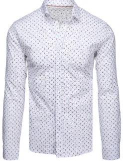 Koszule Męskie>Dstreet Koszula casualowa męska biała we wzory DX2627