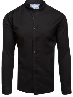 Koszule Męskie>Dstreet Koszula męska casualowa czarna z stójką DX2597