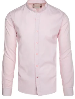 Wyjątkowe Okazje|Koszule Męskie>Dstreet Koszula męska casualowa ze stójką różowa DX2650