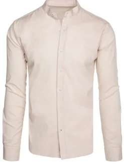 Wyjątkowe Okazje|Koszule Męskie>Dstreet Koszula męska casualowa ze stójką beżowa DX2651