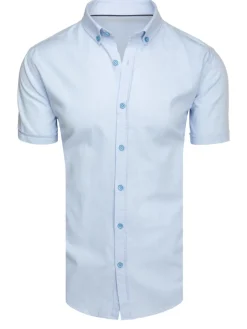 Wyjątkowe Okazje|Koszule Męskie>Dstreet Koszula męska casula z krótkim rękawem błękitna KX1067