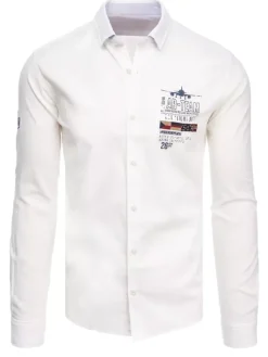 Koszule Męskie>Dstreet Koszula męska ecru DX2276