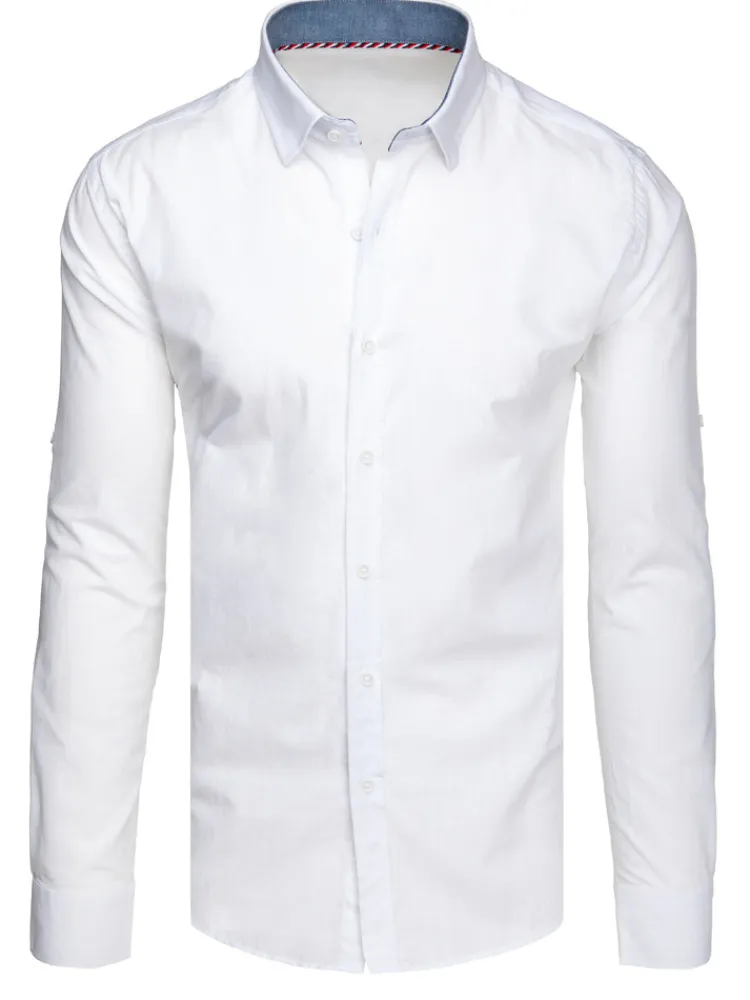 Wyjątkowe Okazje|Koszule Męskie>Dstreet Koszula męska elegancka z długim rękawem biała DX2669