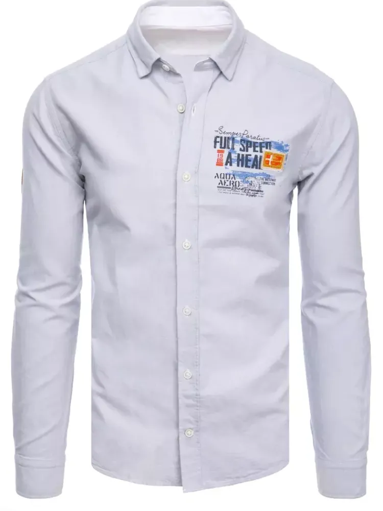 Koszule Męskie>Dstreet Koszula męska jasnoszara DX2278