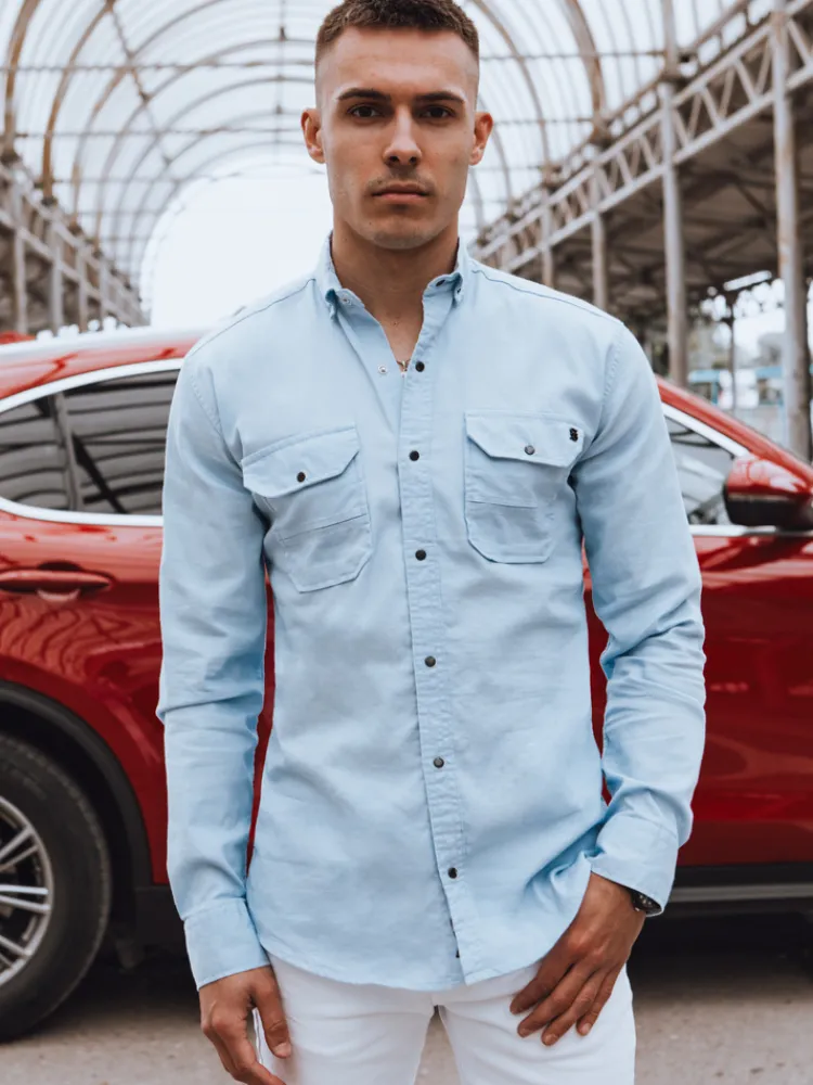 Koszule Męskie>Dstreet Koszula męska jeansowa niebieska DX2577