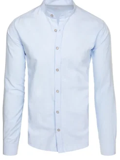 Wyjątkowe Okazje|Koszule Męskie>Dstreet Koszula męska slim ze stójką z długim rękawem błękitna DX2664