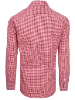 Koszule Męskie>Dstreet Koszula męska w drobną kratkę czerwono-białą DX2122