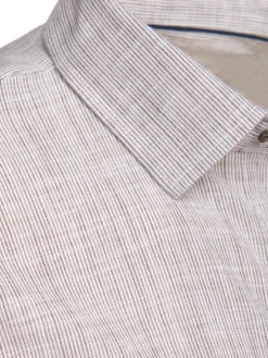 Koszule Męskie>Dstreet Koszula męska w drobny prążek z długim rękawem beżowa DX2657