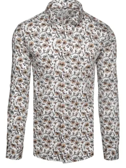 Wyjątkowe Okazje|Koszule Męskie>Dstreet Koszula męska w kwiaty biała DX2667