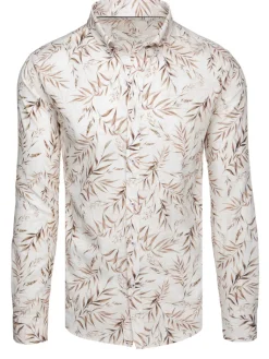 Koszule Męskie|Wyjątkowe Okazje>Dstreet Koszula męska w liście biała DX2639