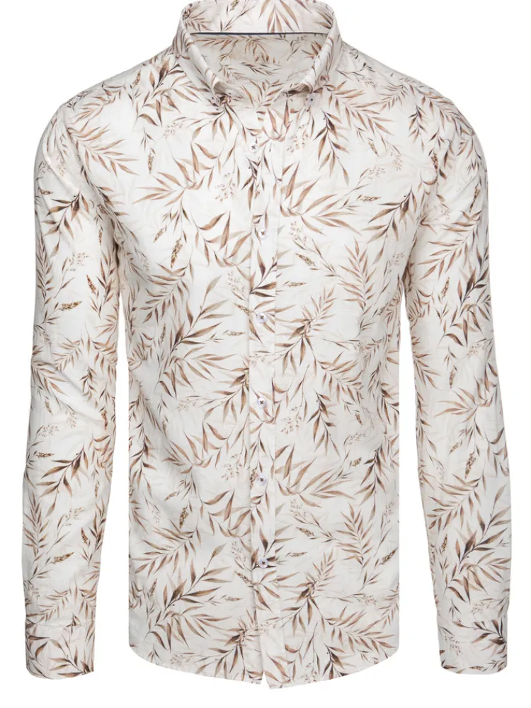 Koszule Męskie|Wyjątkowe Okazje>Dstreet Koszula męska w liście biała DX2639