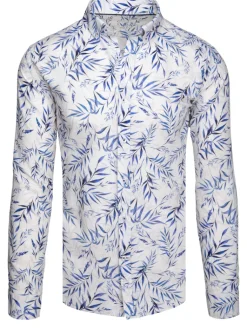 Koszule Męskie|Wyjątkowe Okazje>Dstreet Koszula męska w liście biała DX2640