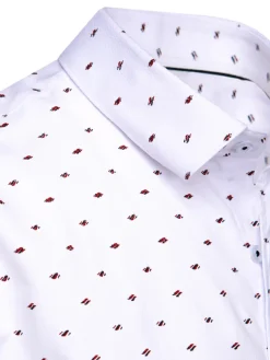 Koszule Męskie>Dstreet Koszula męska we wzory z długim rękawem biała DX2607