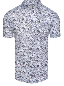 Wyjątkowe Okazje|Koszule Męskie>Dstreet Koszula męska we wzory z krótkim rękawem biała KX1075