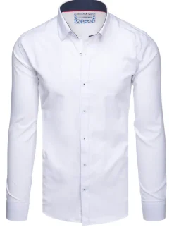 Wyjątkowe Okazje|Koszule Męskie>Dstreet Koszula męska z długim rękawem biała DX2618