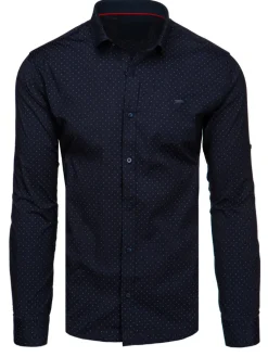 Koszule Męskie>Dstreet Koszula męska z długim rękawem ciemnogranatowa DX2632