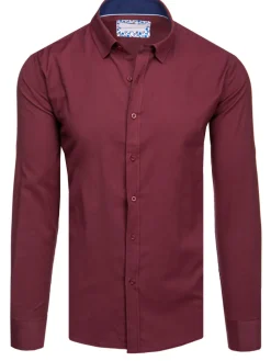 Koszule Męskie>Dstreet Koszula męska z długim rękawem bordowa DX2603