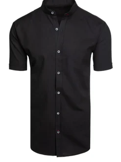 Koszule Męskie|Wyjątkowe Okazje>Dstreet Koszula męska z krótkim rękawem czarna KX1063