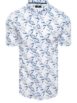 Koszule Męskie>Dstreet Koszula męska z krótkim rękawem biała KX1032