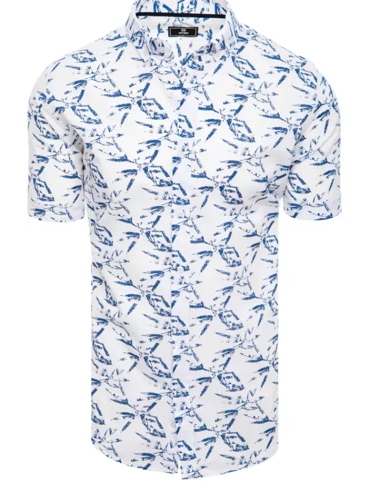 Koszule Męskie>Dstreet Koszula męska z krótkim rękawem biała KX1032