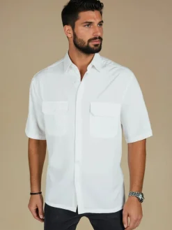 Koszule Męskie>Dstreet Koszula męska z krótkim rękawem biała KX1083
