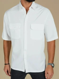 Koszule Męskie>Dstreet Koszula męska z krótkim rękawem biała KX1083