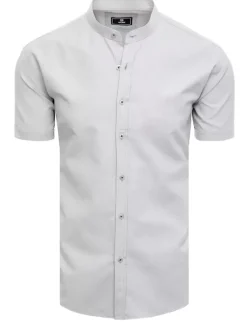 Koszule Męskie>Dstreet Koszula męska z krótkim rękawem jasnoszara KX0999