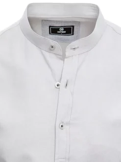 Koszule Męskie>Dstreet Koszula męska z krótkim rękawem jasnoszara KX0999