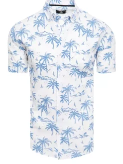 Koszule Męskie>Dstreet Koszula męska z krótkim rękawem biała KX1036