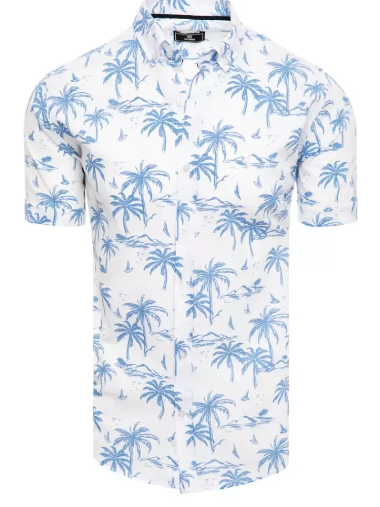 Koszule Męskie>Dstreet Koszula męska z krótkim rękawem biała KX1036