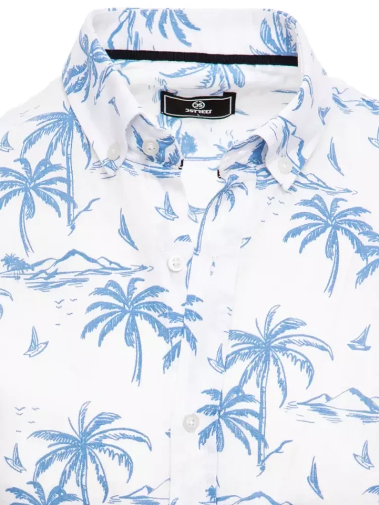 Koszule Męskie>Dstreet Koszula męska z krótkim rękawem biała KX1036