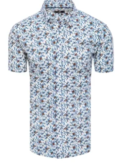 Koszule Męskie>Dstreet Koszula męska z krótkim rękawem biała KX1011