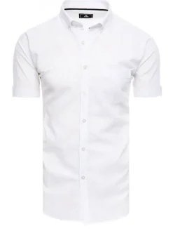 Koszule Męskie>Dstreet Koszula męska z krótkim rękawem biała KX0981