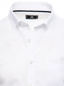 Koszule Męskie>Dstreet Koszula męska z krótkim rękawem biała KX0981