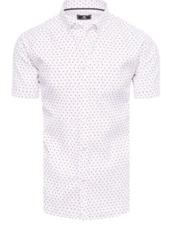 Koszule Męskie>Dstreet Koszula męska z krótkim rękawem biała KX1025