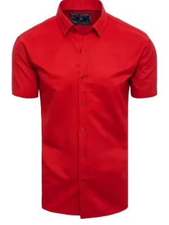 Koszule Męskie>Dstreet Koszula męska z krótkim rękawem czerwona KX0989