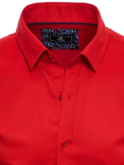 Koszule Męskie>Dstreet Koszula męska z krótkim rękawem czerwona KX0989