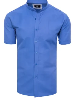 Koszule Męskie>Dstreet Koszula męska z krótkim rękawem chabrowa KX1001