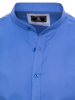 Koszule Męskie>Dstreet Koszula męska z krótkim rękawem chabrowa KX1001