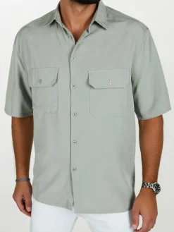 Koszule Męskie>Dstreet Koszula męska z krótkim rękawem szara KX1081