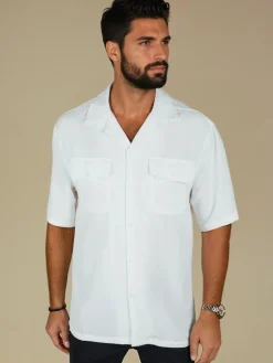 Koszule Męskie>Dstreet Koszula męska z krótkim rękawem biała KX1086