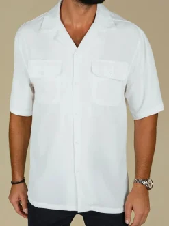Koszule Męskie>Dstreet Koszula męska z krótkim rękawem biała KX1086