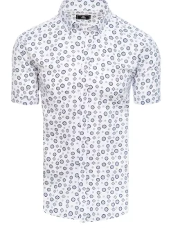 Koszule Męskie>Dstreet Koszula męska z krótkim rękawem biała KX1020