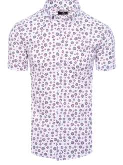 Koszule Męskie>Dstreet Koszula męska z krótkim rękawem biała KX1021